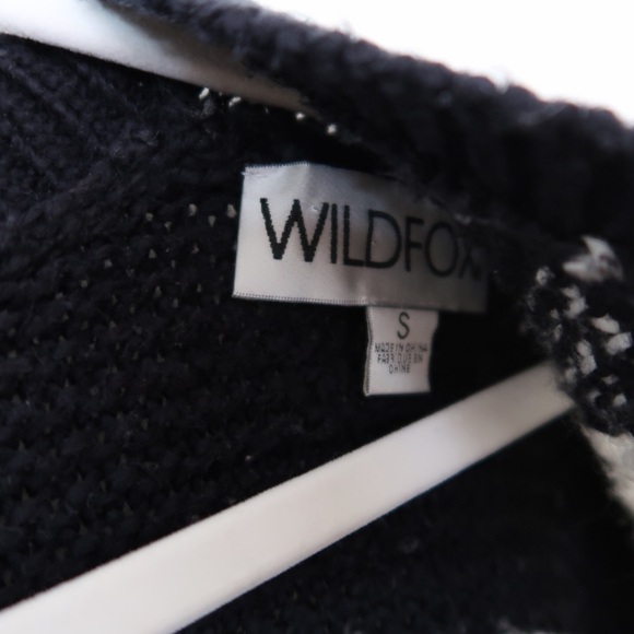 WILDFOX Kara Black White Striped Fringe Ripped Sweater - Picture 6 of 9